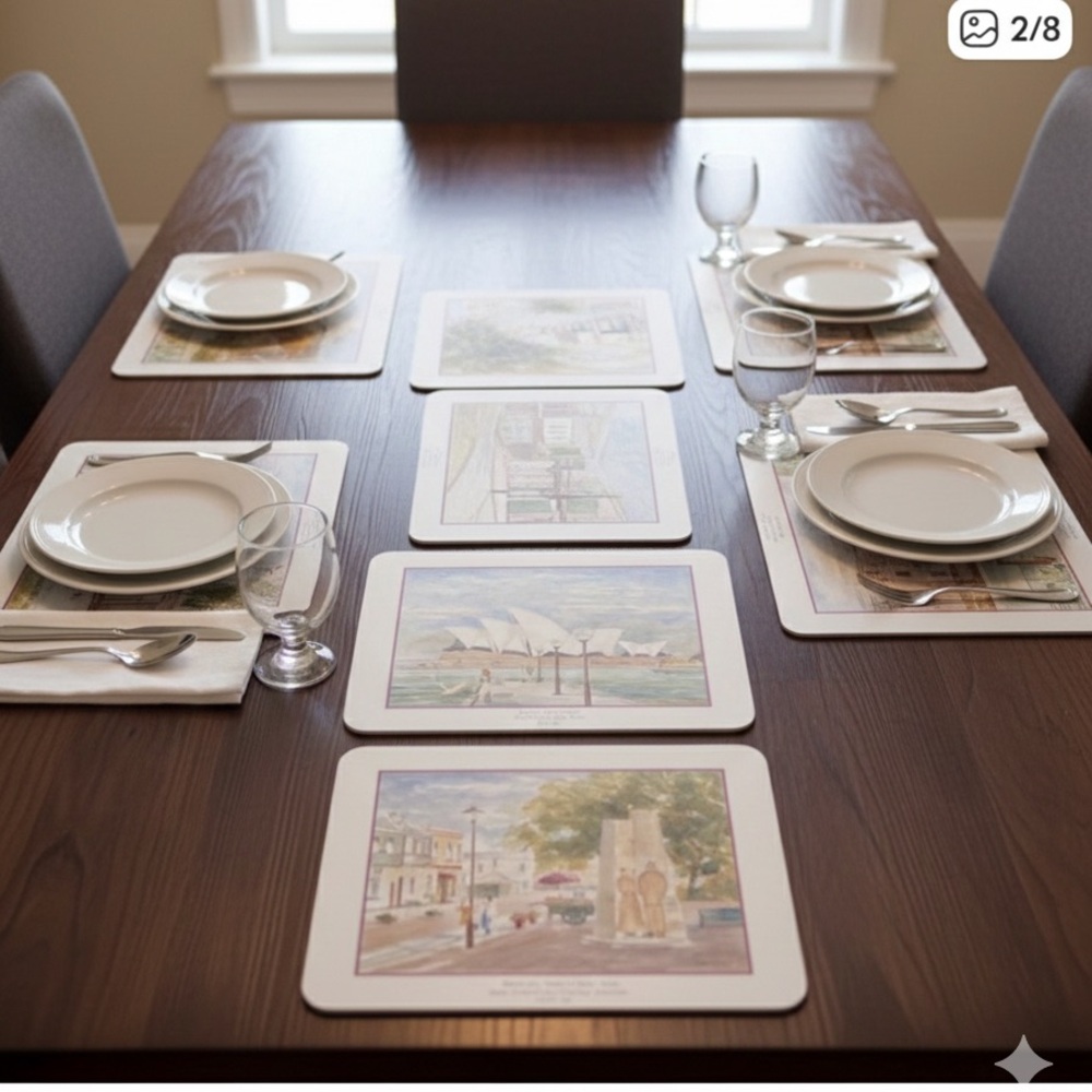 Jason Placemats Set with Scenic Illustrations Australia Sydney Harbors